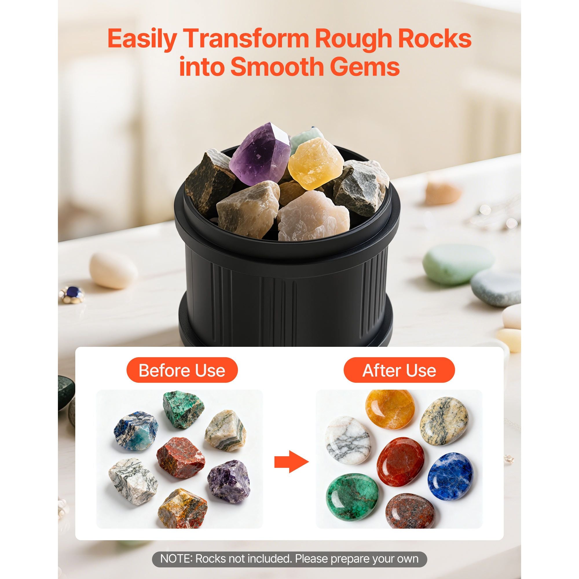 4lbs Rock Tumbler Kit 4 Speed Stone Polisher with Timer Quiet Motor