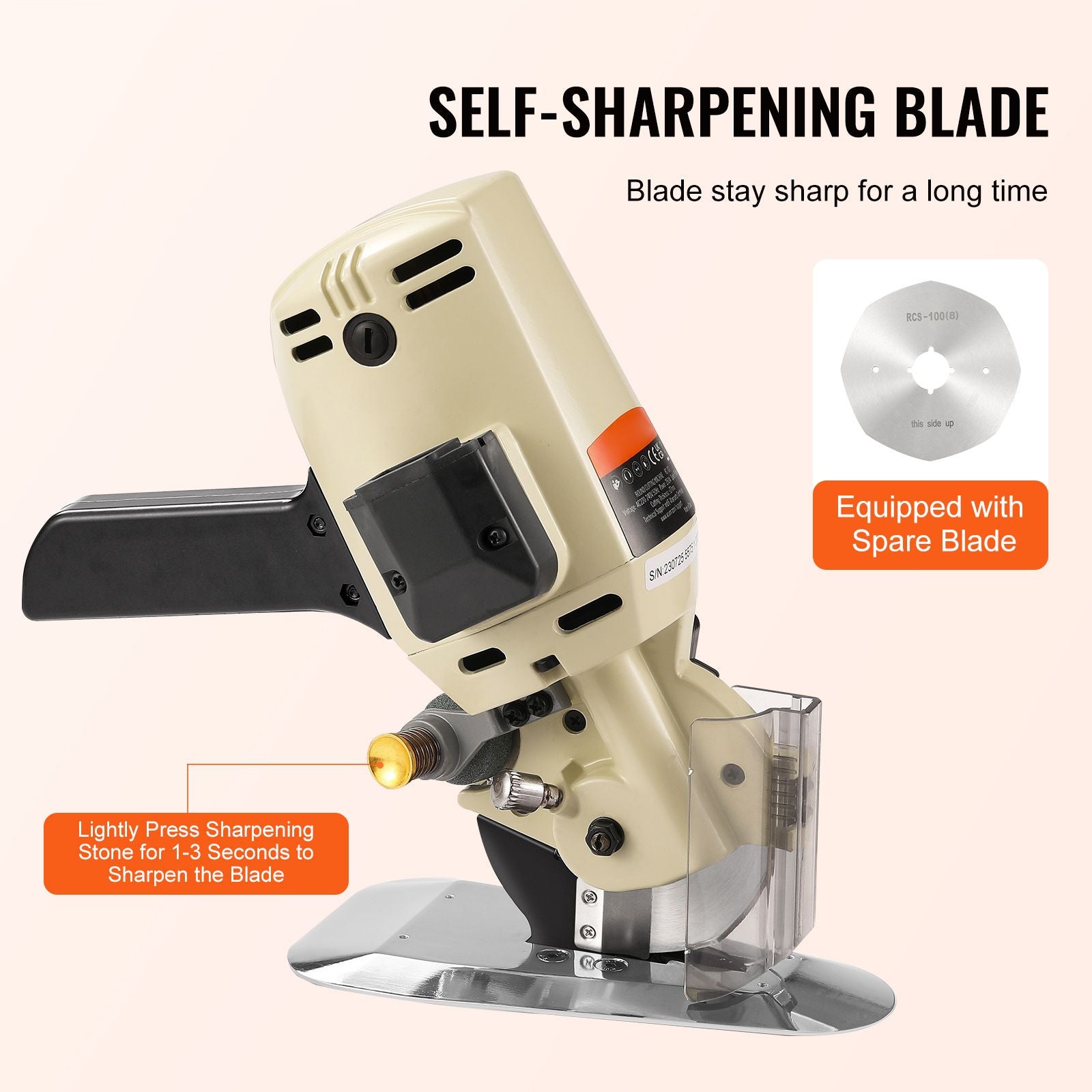 250W Electric Fabric Cutter Machine 100mm Rotary Blade 27mm Cutting Depth