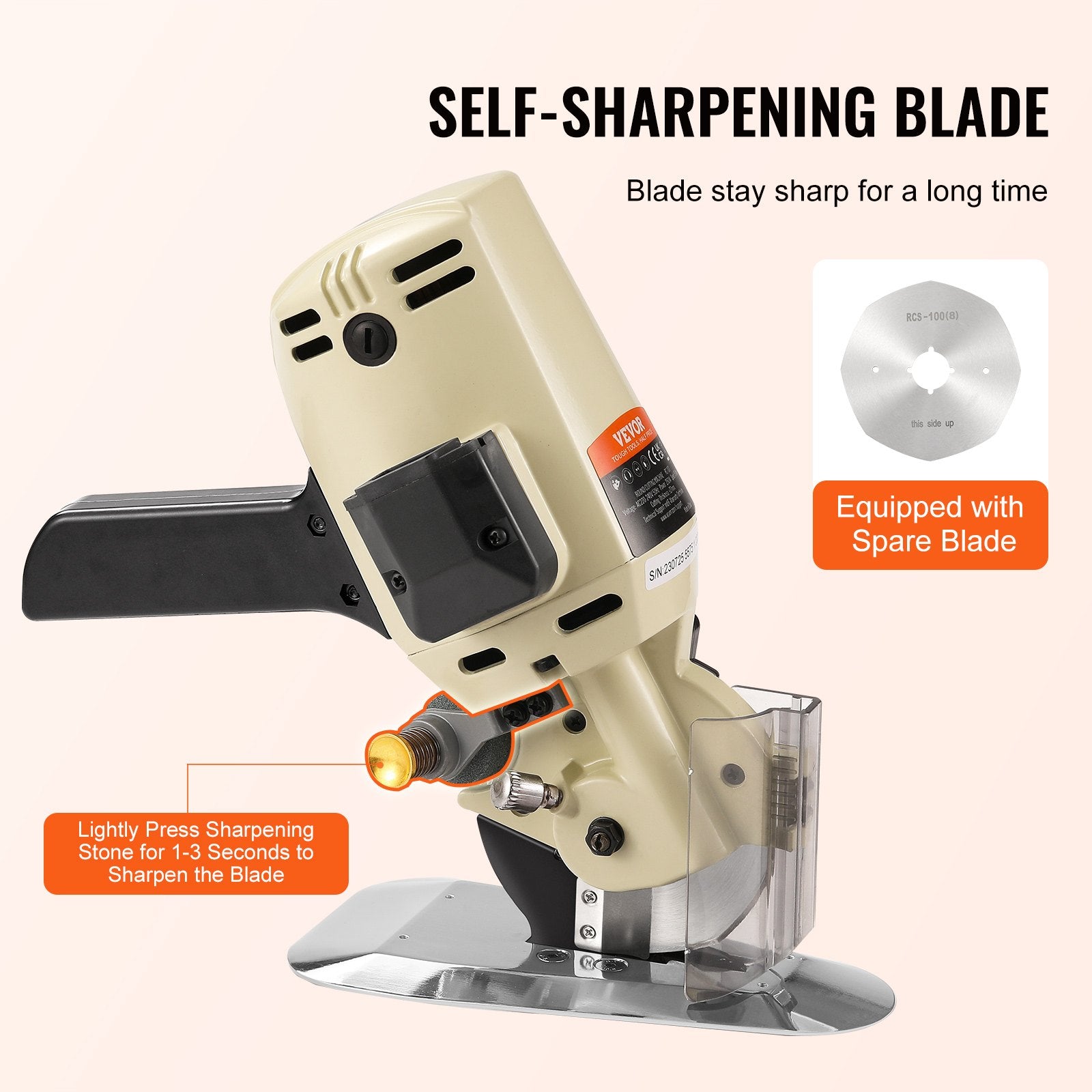 Fabric Cutter, 250W Electric Rotary Fabric Cutting Machine, 1.1