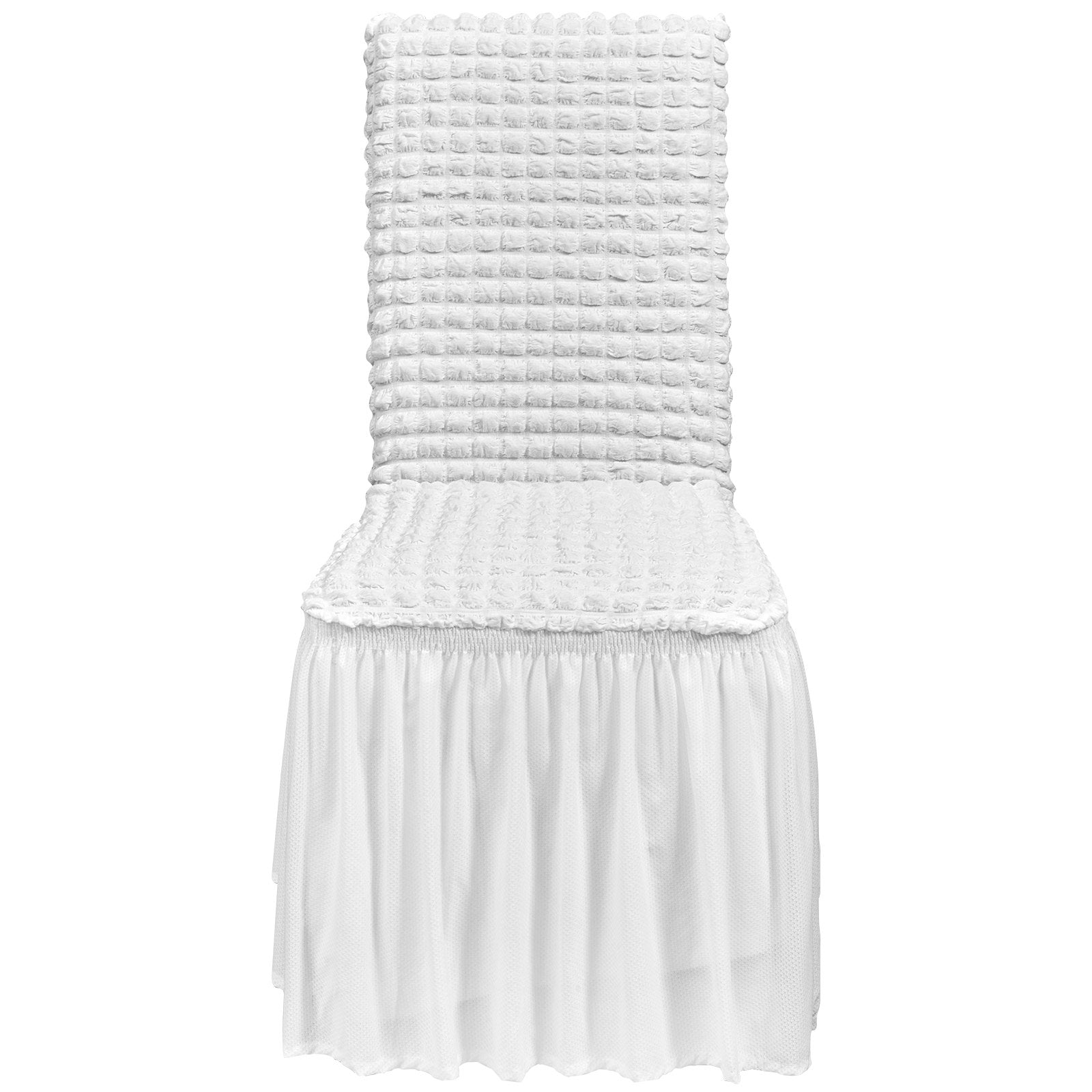 Stretch Spandex Folding Chair Covers, Universal Fitted Chair Cover with Skirt, Removable Washable Protective Slipcovers, for Wedding, Holiday, Banquet, Party, Celebration, Dining (4 PCS White)