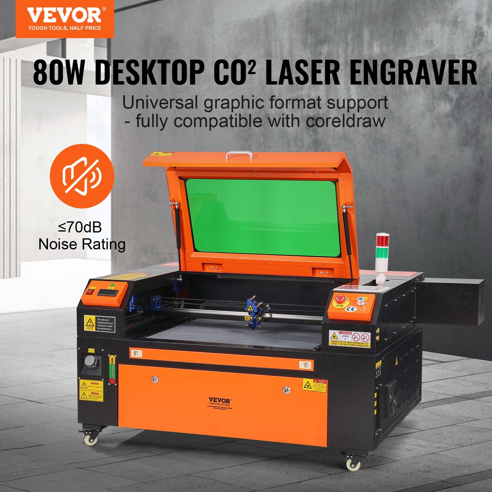 80W CO2 Laser Engraver, 500 x 700 mm, 19.7 IPS Laser Cutter Machine with 2-Way Pass Air Assist, Compatible with LightBurn, CorelDRAW, AutoCAD, Windows, Mac OS, Linux, for Wood Acrylic Fabric