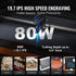 80W CO2 Laser Engraver, 500 x 700 mm, 19.7 IPS Laser Cutter Machine with 2-Way Pass Air Assist, Compatible with LightBurn, CorelDRAW, AutoCAD, Windows, Mac OS, Linux, for Wood Acrylic Fabric