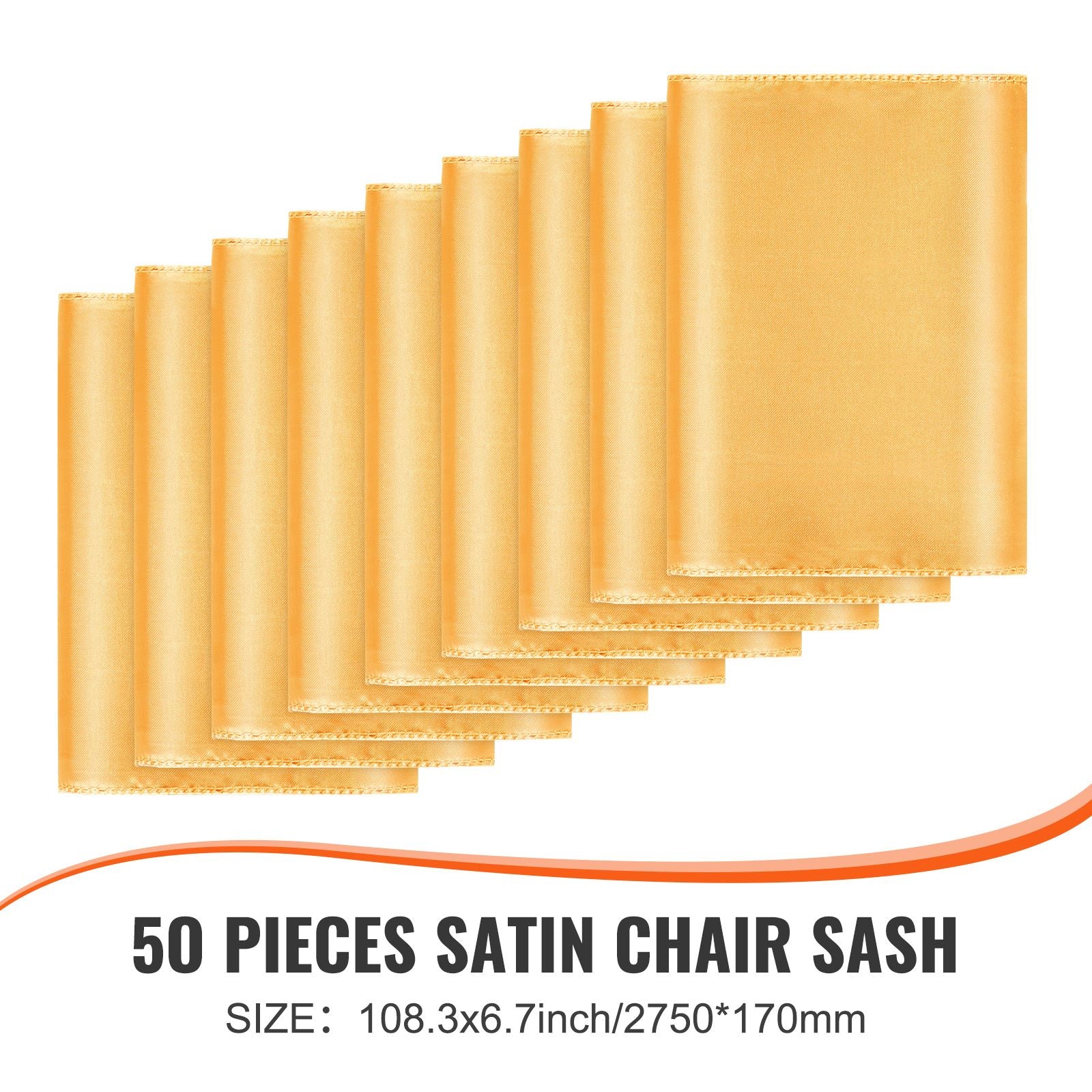 Stretch Spandex Chair Sashes Bows, Chair Slipcover and Stretch Chair Sash, Elastic Chair Bands, Fitting Wedding, Holiday, Banquet, Party, Celebration Chair Decoration (50 PCS Gold)
