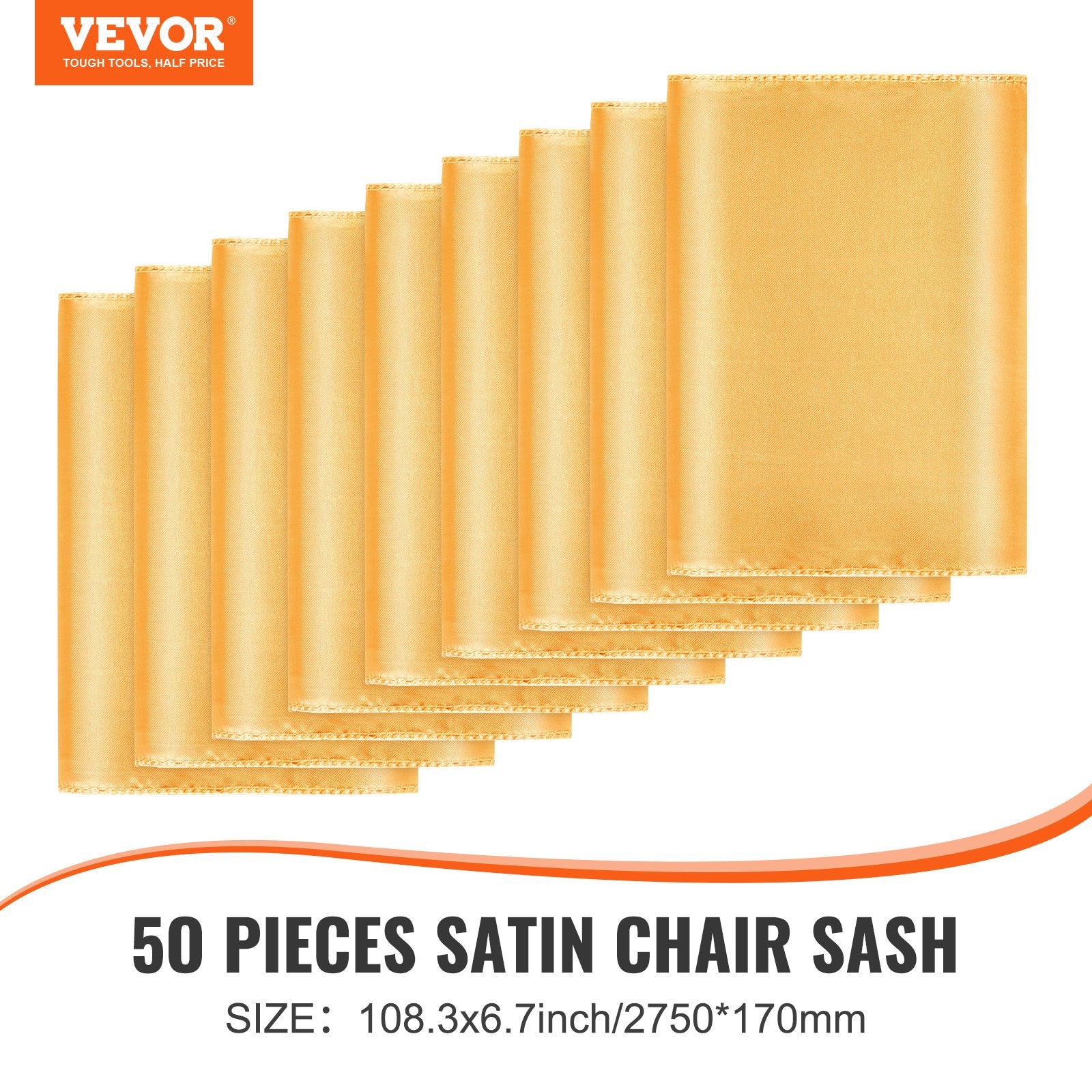 Stretch Spandex Chair Sashes Bows, Chair Slipcover and Stretch Chair Sash, Elastic Chair Bands, Fitting Wedding, Holiday, Banquet, Party, Celebration Chair Decoration (50 PCS Gold)