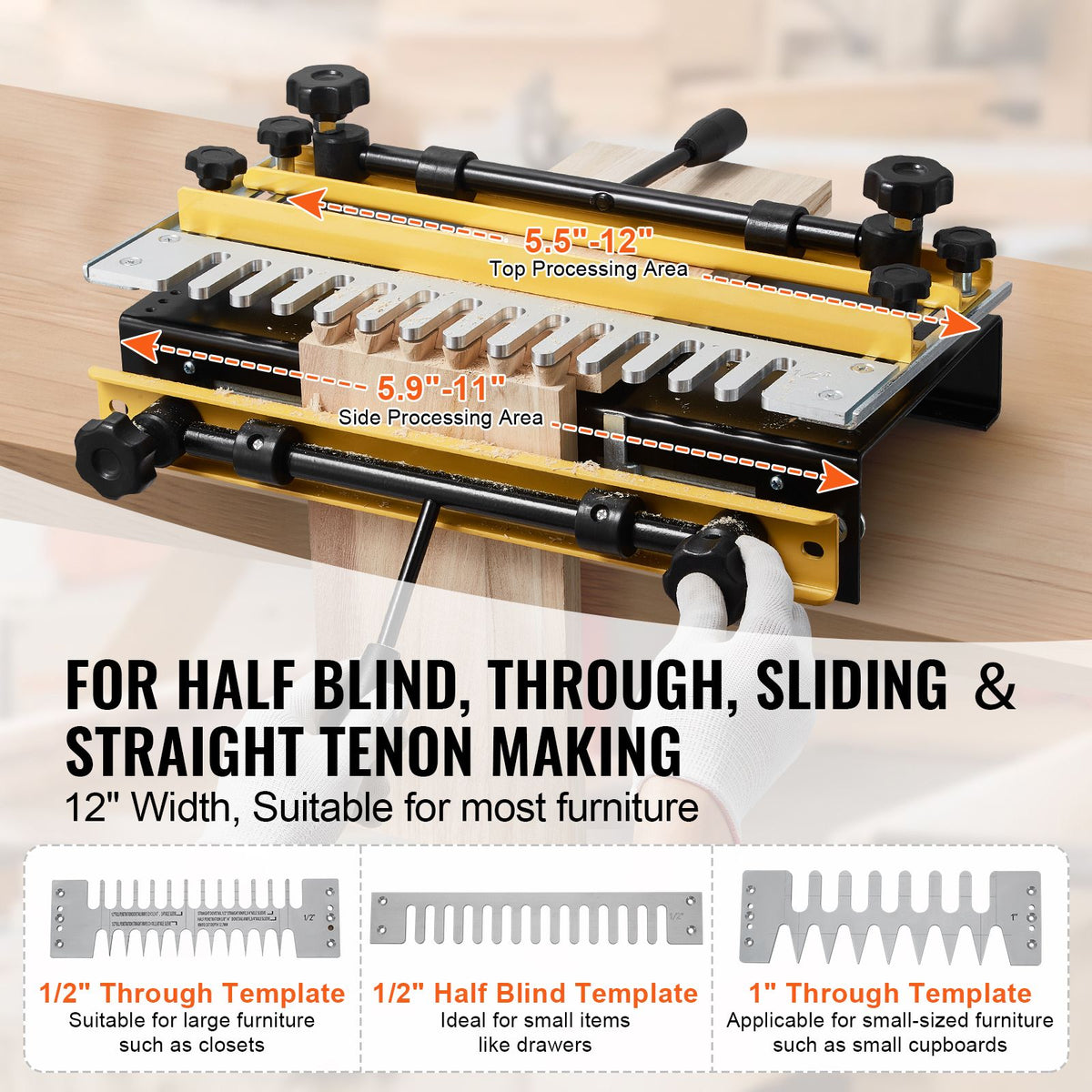 310mm Dovetail Jig Router Guide Kit with 4 Bits & 6 Templates Woodworking