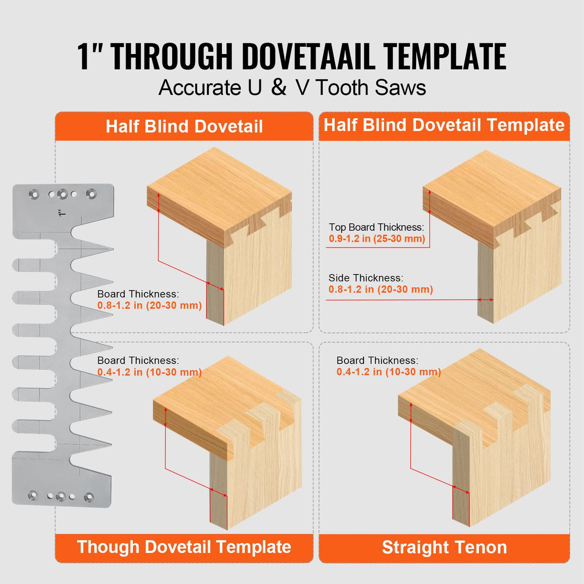 310mm Dovetail Jig Router Guide Kit with 4 Bits & 6 Templates Woodworking