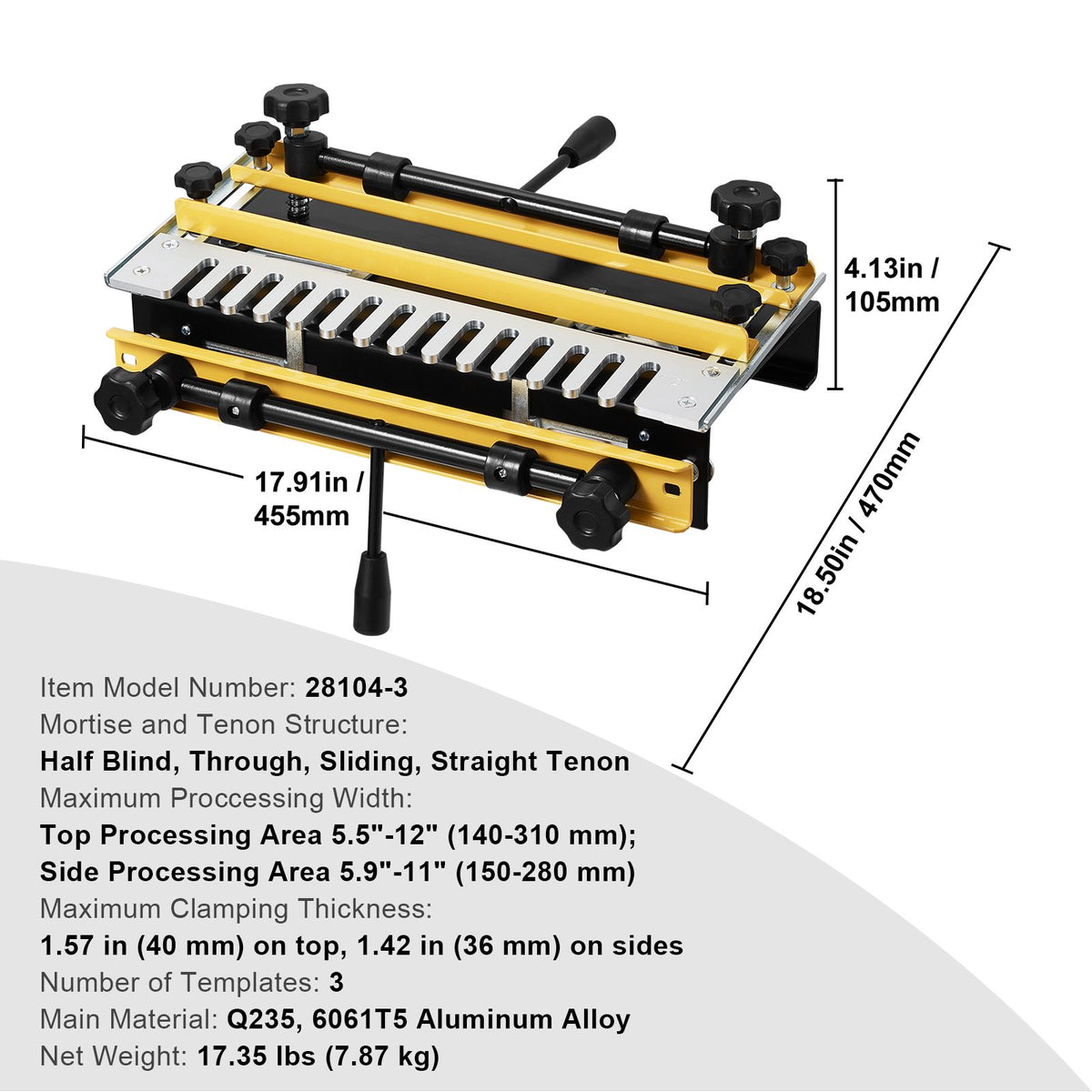 310mm Dovetail Jig Router Guide Kit with 4 Bits & 6 Templates Woodworking