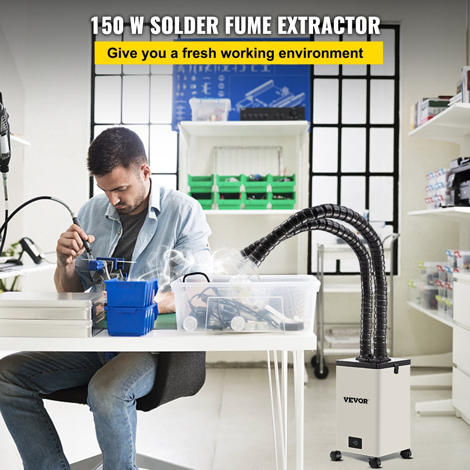Filter Fume Extractor Pure Air Fume Extractor 150W with 3 Stage Filters