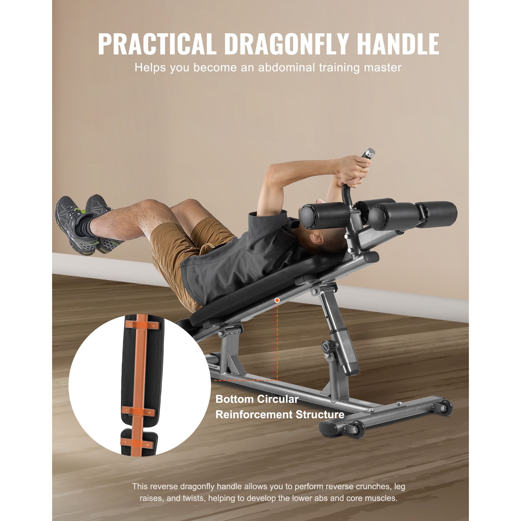 Sit Up Bench, Decline Ab Bench with Reverse Crunch Handle, with 4 Adjustable Height Settings, Heavy Duty Steel, 454 kg Capacity, for Home Gym Workouts, Strength Training, Full Body Muscles