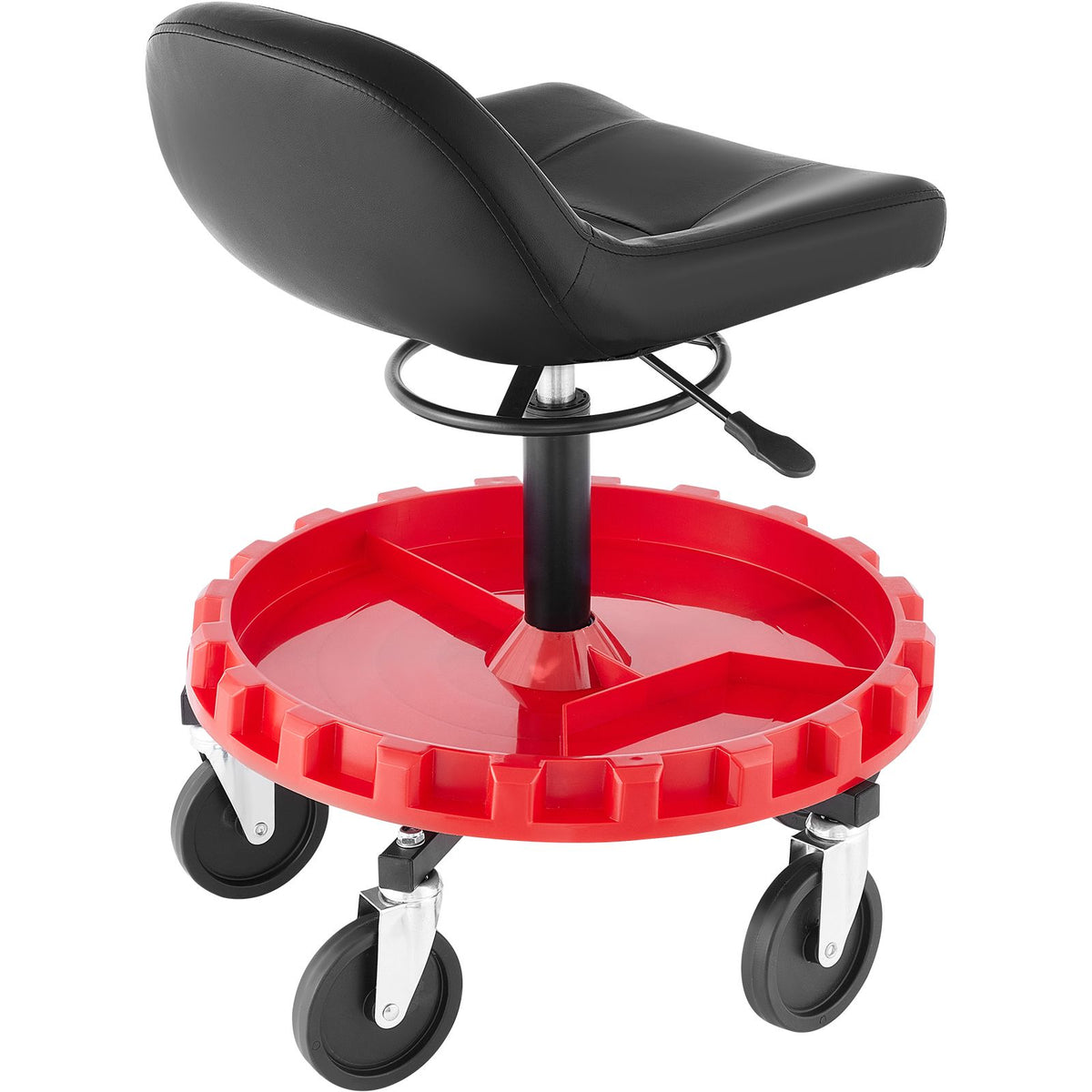 135kg Rolling Garage Stool Adjustable Height Mechanic Seat with Tool Tray
