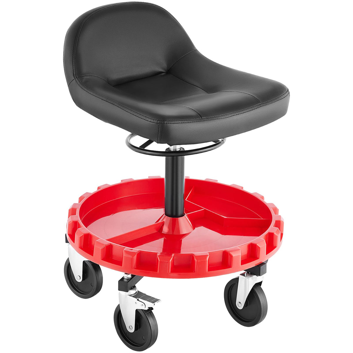 135kg Rolling Garage Stool Adjustable Height Mechanic Seat with Tool Tray