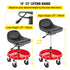 Shop Stool, 135 kg Rolling Garage Stool, 56 cm to 66 cm Adjustable Height Mobile Rolling Gear Seat, Round Tray Garage Pneumatic Stool, All-Terrain 12.7 cm Casters with Two Brakes Mechanic Seat