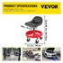 Shop Stool, 135 kg Rolling Garage Stool, 56 cm to 66 cm Adjustable Height Mobile Rolling Gear Seat, Round Tray Garage Pneumatic Stool, All-Terrain 12.7 cm Casters with Two Brakes Mechanic Seat