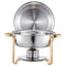 Chafing Dish Buffet Set, 5 Qt 4 Pack, Stainless Steel Chafer with 4 Full Size Pans, Round Catering Warmer Server with Lid Water Pan Folding Stand Clip, for Weddings Parties Banquets, Gold