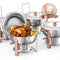 Chafing Dish Buffet Set, 5 Qt 4 Pack, Stainless Steel Chafer with 4 Full Size Pans, Round Catering Warmer Server with Lid Water Pan Folding Stand Clip, for Weddings Parties Banquets, Rose Gold