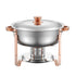 Chafing Dish Buffet Set, 5 Qt 4 Pack, Stainless Steel Chafer with 4 Full Size Pans, Round Catering Warmer Server with Lid Water Pan Folding Stand Clip, for Weddings Parties Banquets, Rose Gold