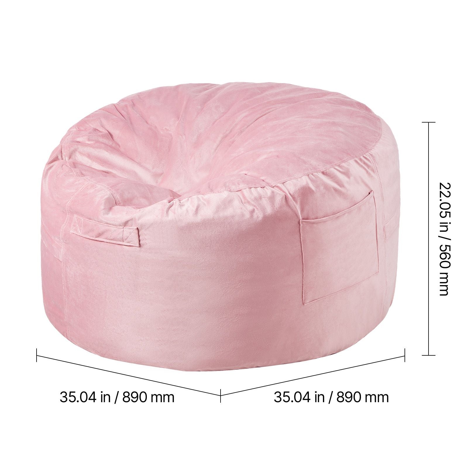 91 cm Round Bean Bag Chair with Removable Cover & Dutch Velvet Pink