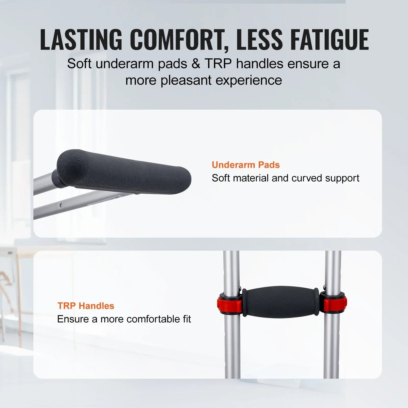 Underarm Crutches, 13-Level Height Adjustable Underarm Walking Crutches, Lightweight Aluminum Crutches for Adults Teenager - with Soft Underarm Pad for Leg Injury Surgery Disabled, 1 Pair 300LBS