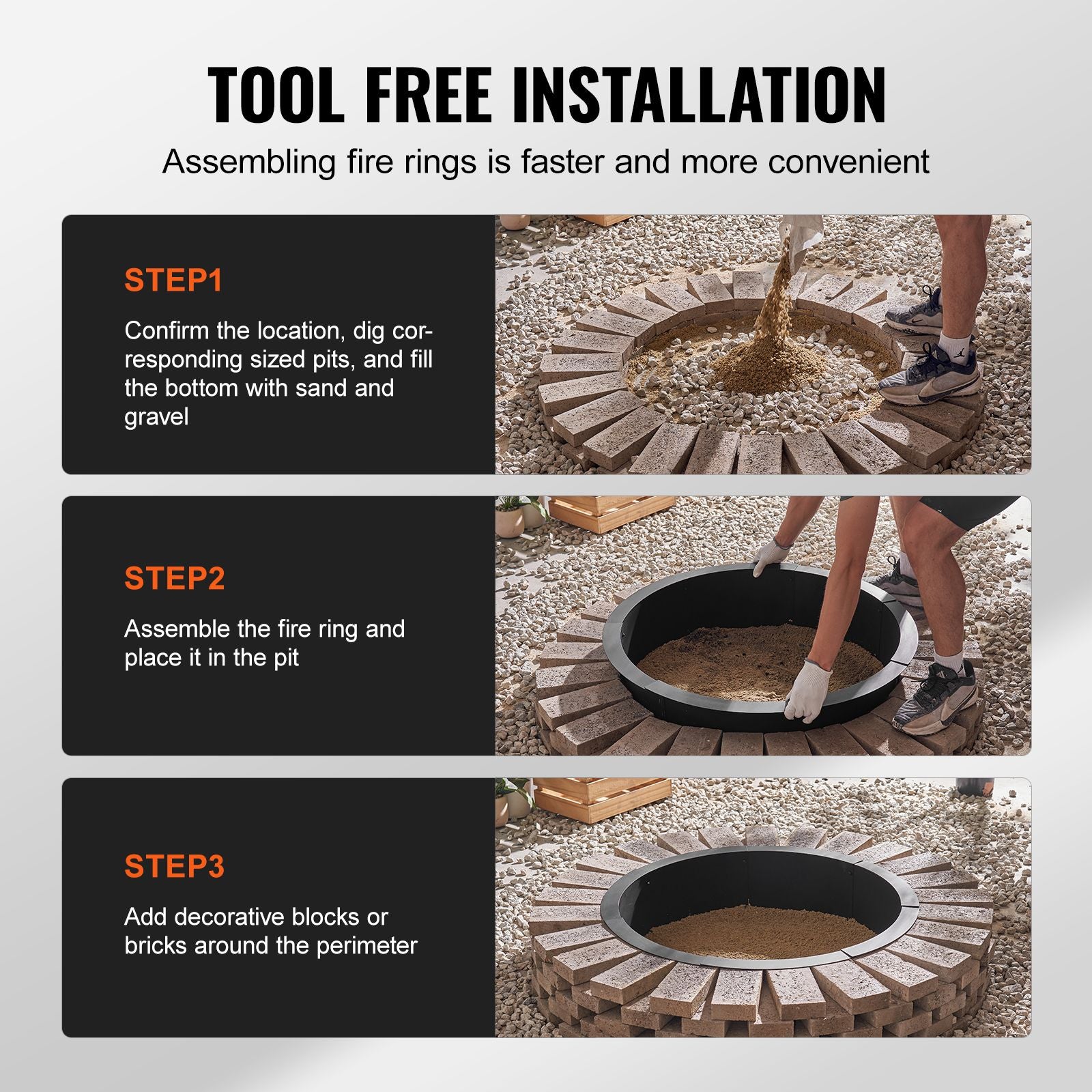 40 Inch Round Fire Pit Ring Steel Liner DIY Campfire Pit Insert Outdoor
