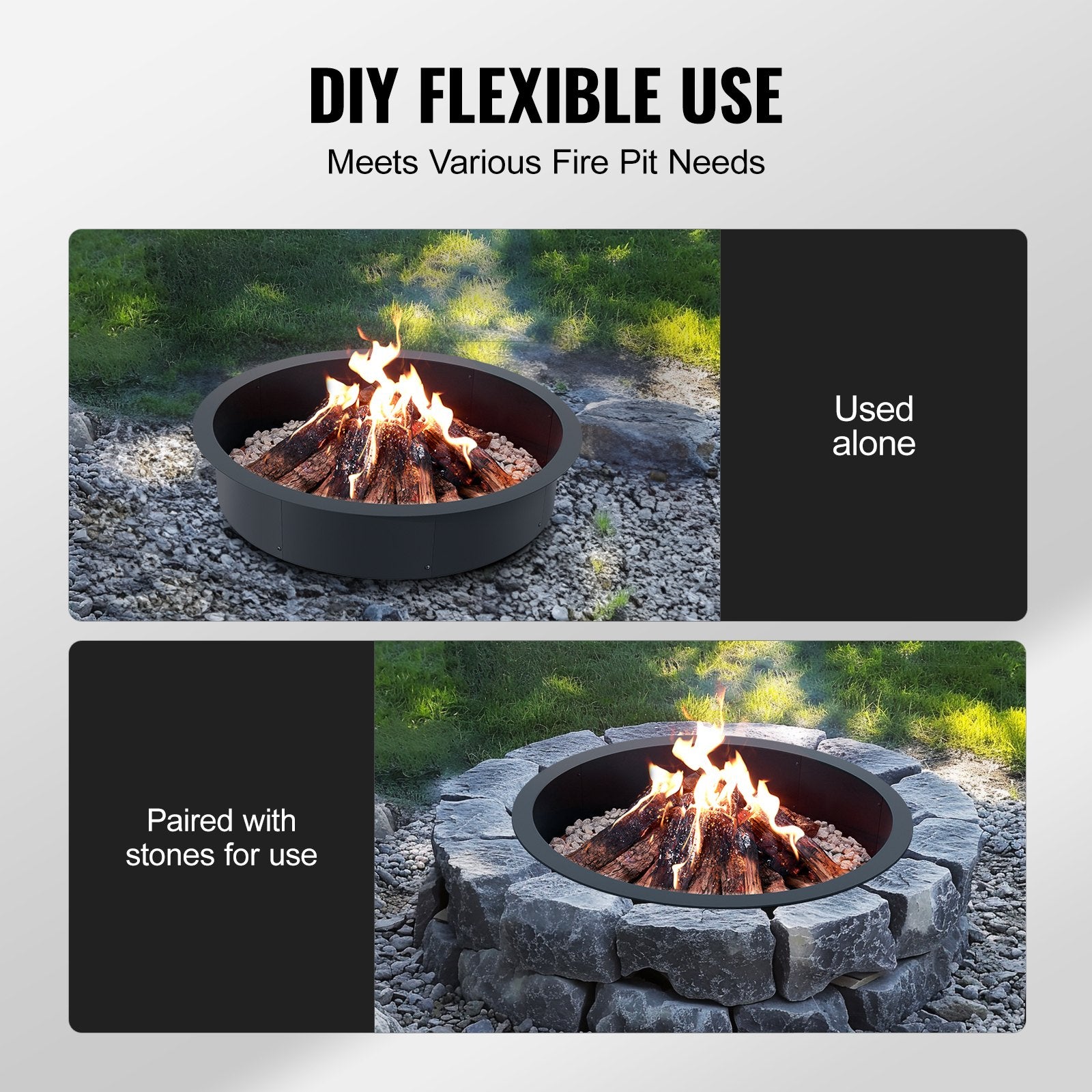 Fire Pit Ring Round Inner Steel Liner DIY Campfire Firepit