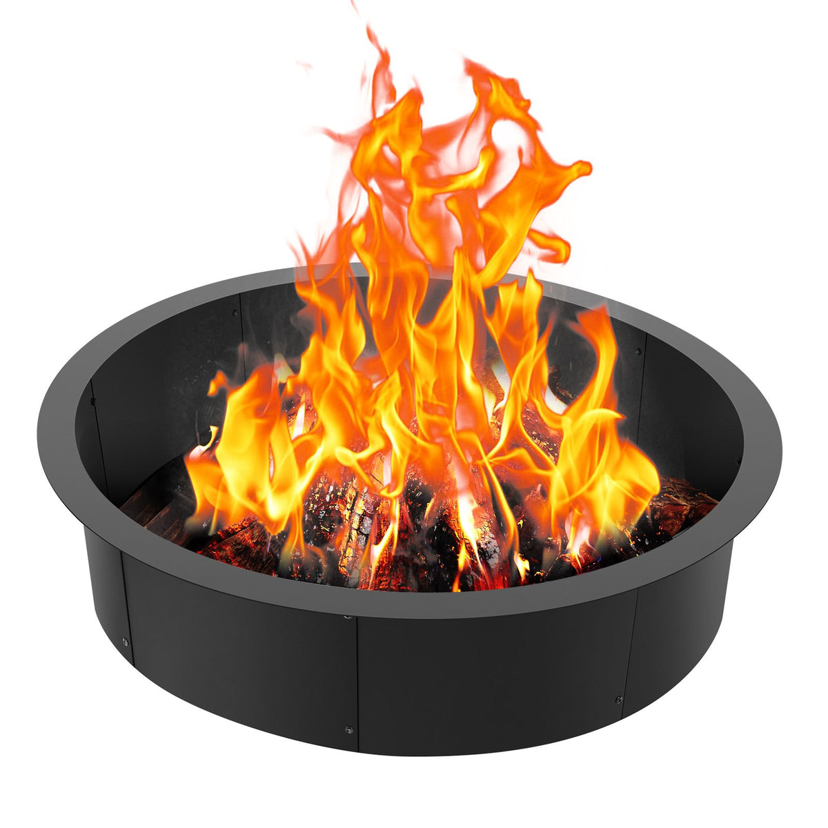 45-Inch Fire Pit Ring, Round Steel Liner, DIY Campfire Ring, 9-Panel Kit