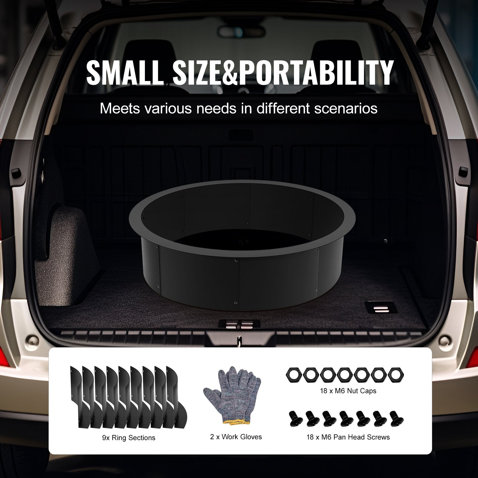 Fire Pit Ring Round 45 Inch Outer Steel Liner DIY Campfire Ring Firepit