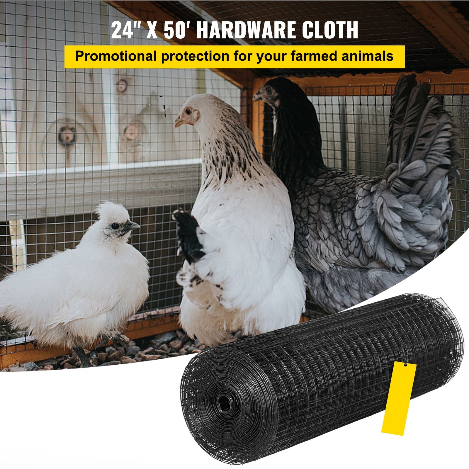 24"x50' Hardware Cloth 1" Mesh Vinyl Coated Galvanized Welded Wire