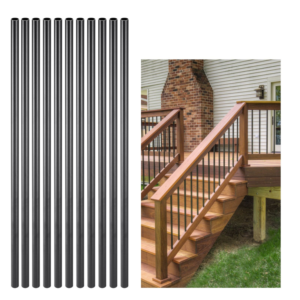 101 Pack Aluminum Stair Balusters 660mm Metal Spindles Matte Black Railing