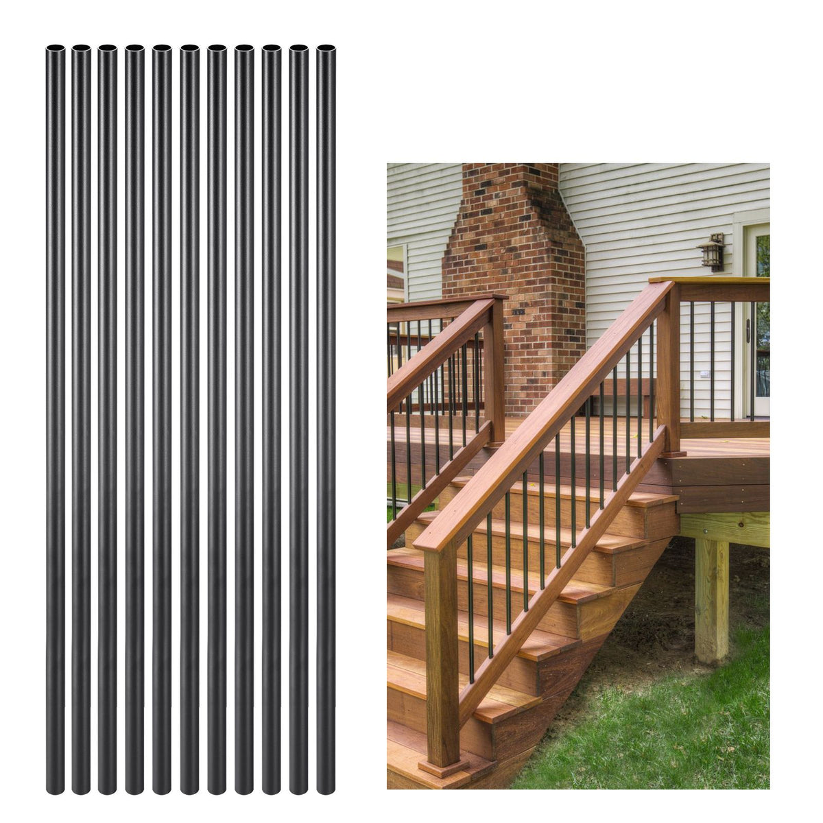 101 Pack 32 Inch Aluminum Stair Balusters Metal Spindles Black Railing Set