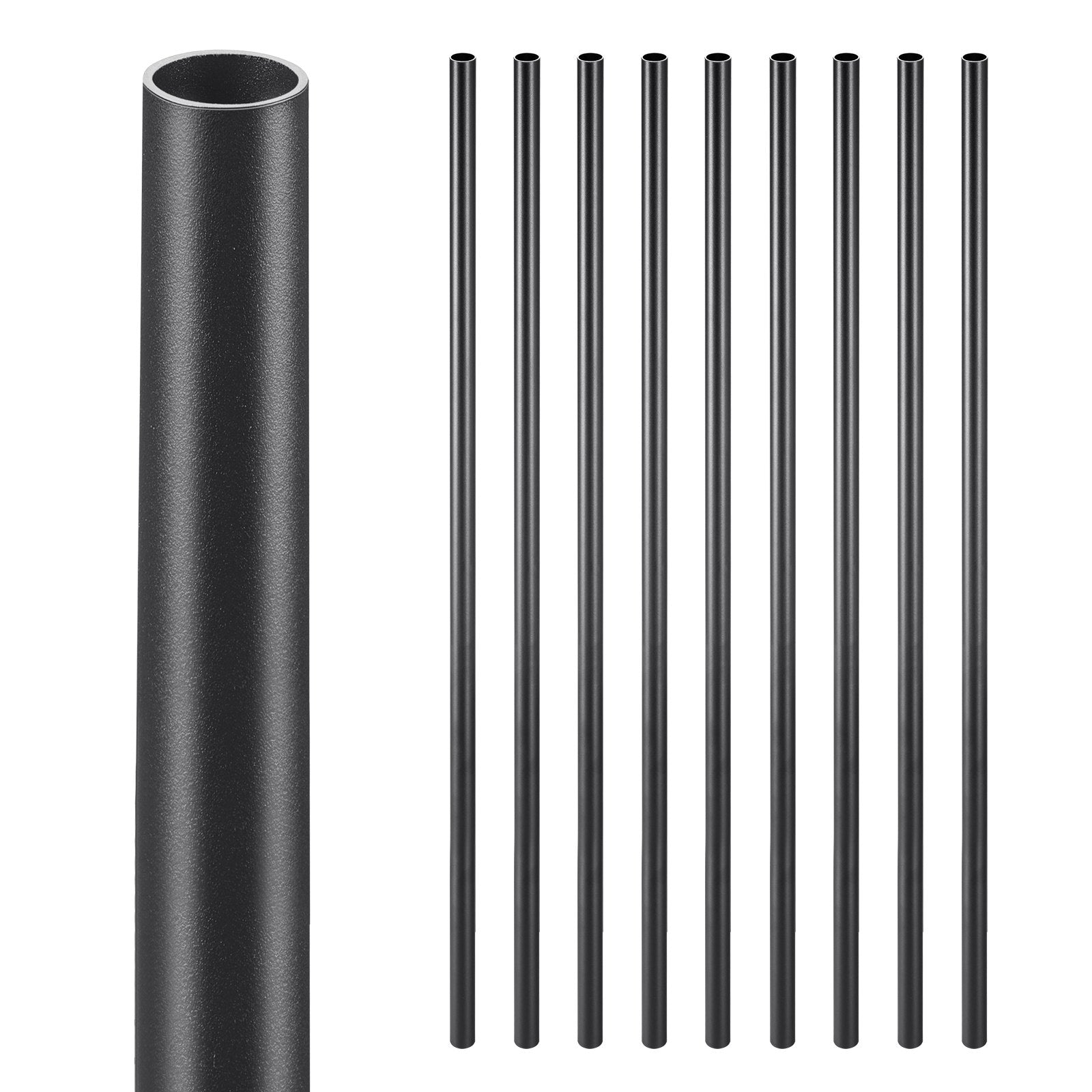 Staircase Balusters 101 Pack, 32 In Aluminum Stair Balusters, 3/4 In Water-Proof Round Metal Spindle Railing, Hollow Deck Railing with Rail Caps & Screws for Stairs, Porch, Patio, Fence, Black