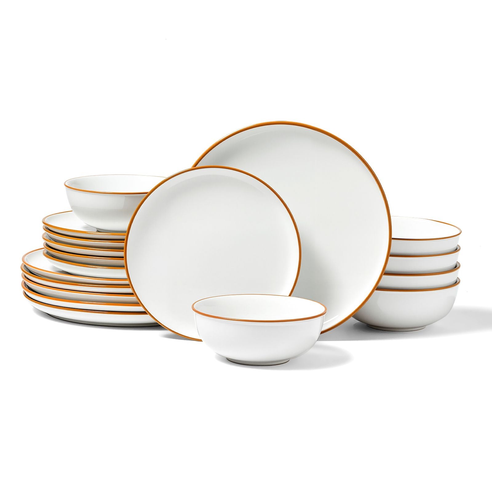 18 PCS Dinnerware Set Ceramic Plates and Bowls Sets Service for 6 White