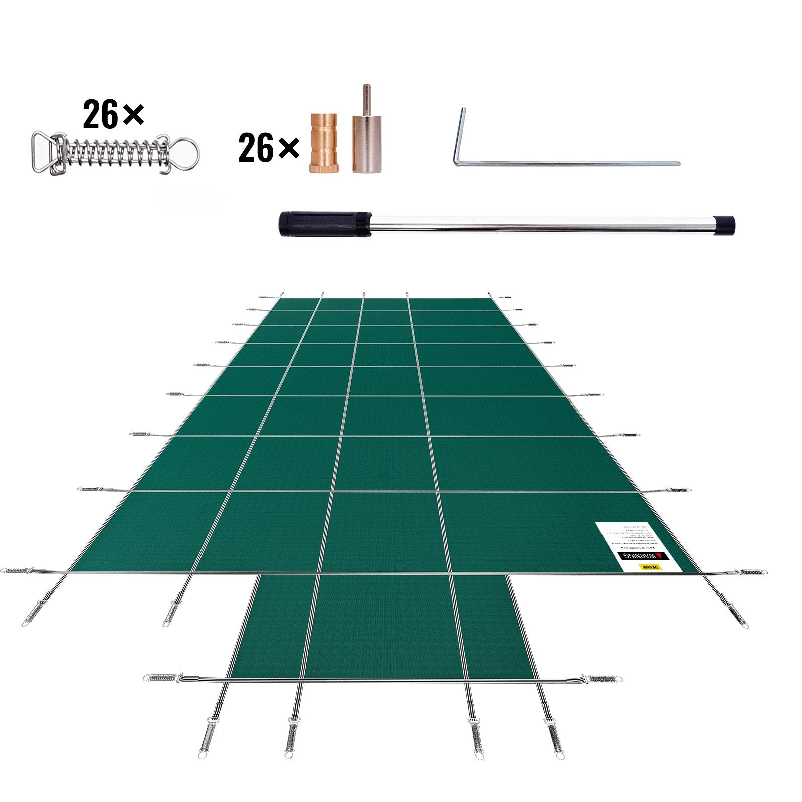 Pool Safety Cover Fits18x36ft Inground Safety Pool Cover Green Mesh with 4x8ft Center End Steps Solid Pool Safety Cover for Swimming Pool Winter