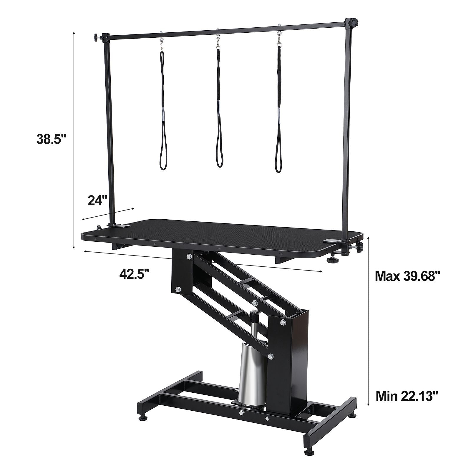 109cm Hydraulic Pet Grooming Table, Heavy Duty Dog Grooming Arm for Medium/ Small Dogs, Height Adjustable Dog Grooming Station, Anti Slip Tabletop /Dog Grooming Station, Max Bearing 182kg