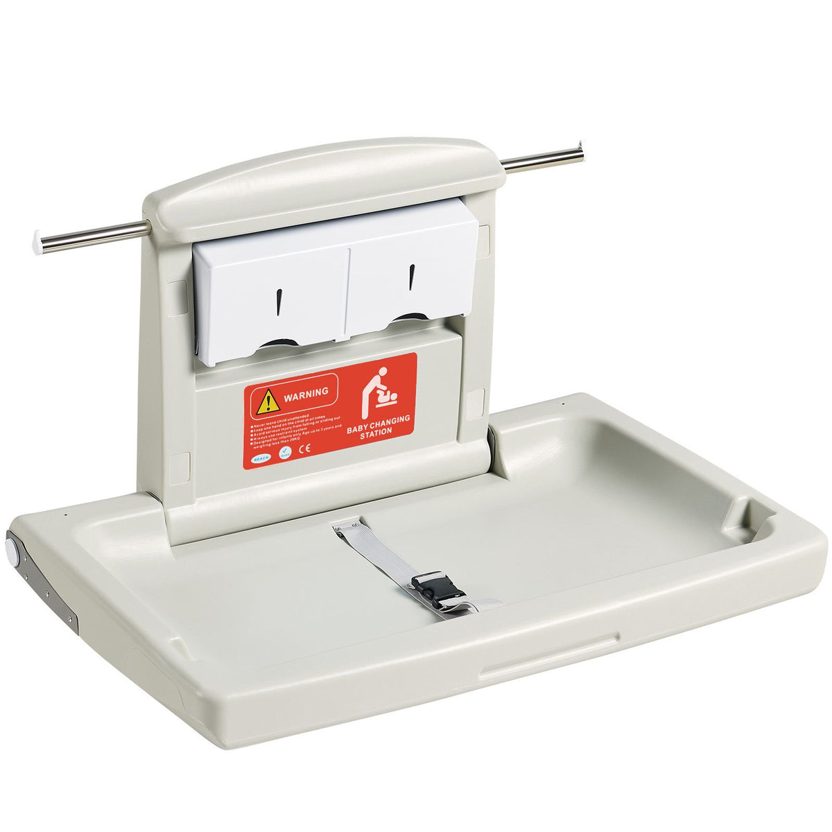 Wall Mounted Baby Changing Station Foldable Diaper Table Safety Strap HDPE