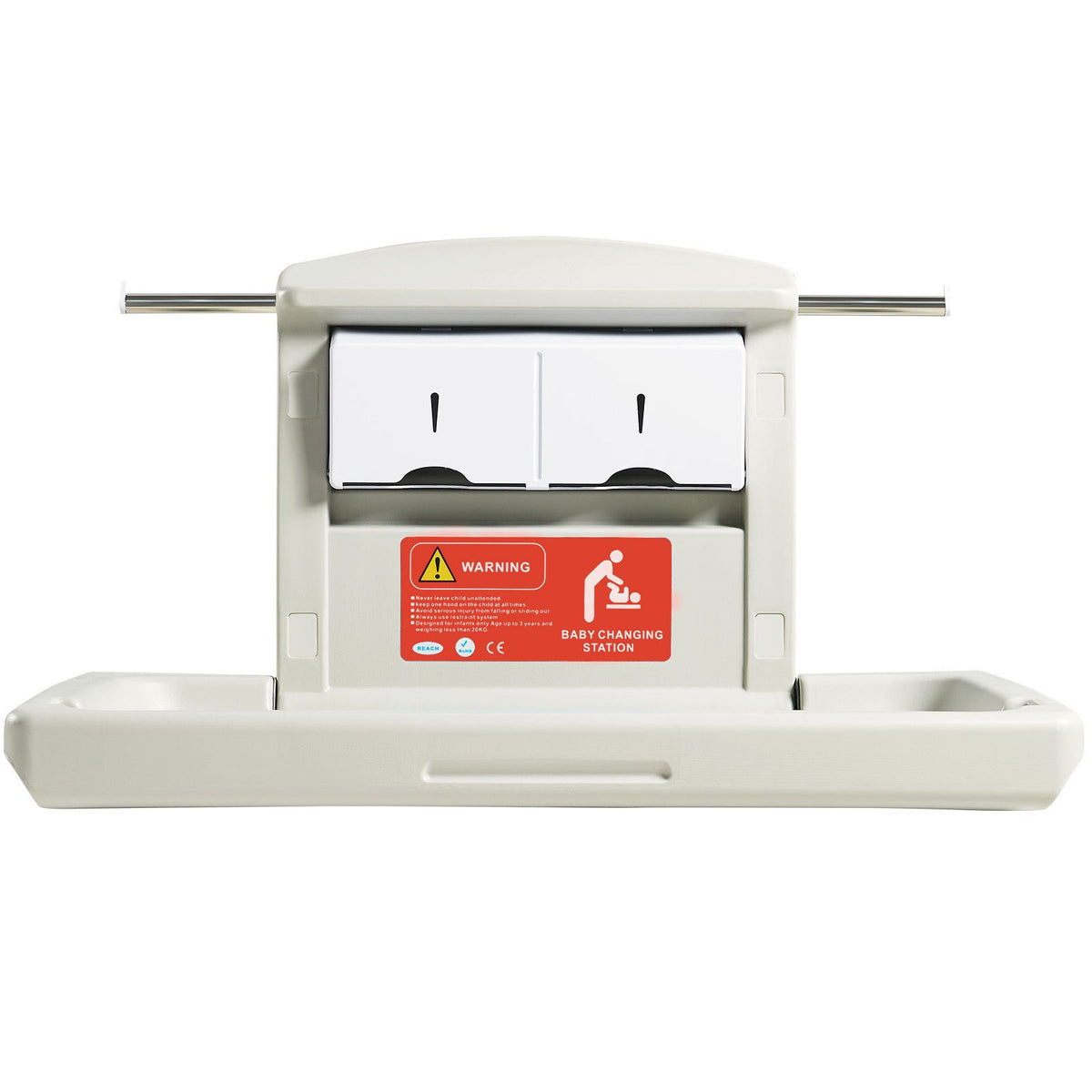 Wall Mounted Baby Changing Station Foldable Diaper Table Safety Strap HDPE