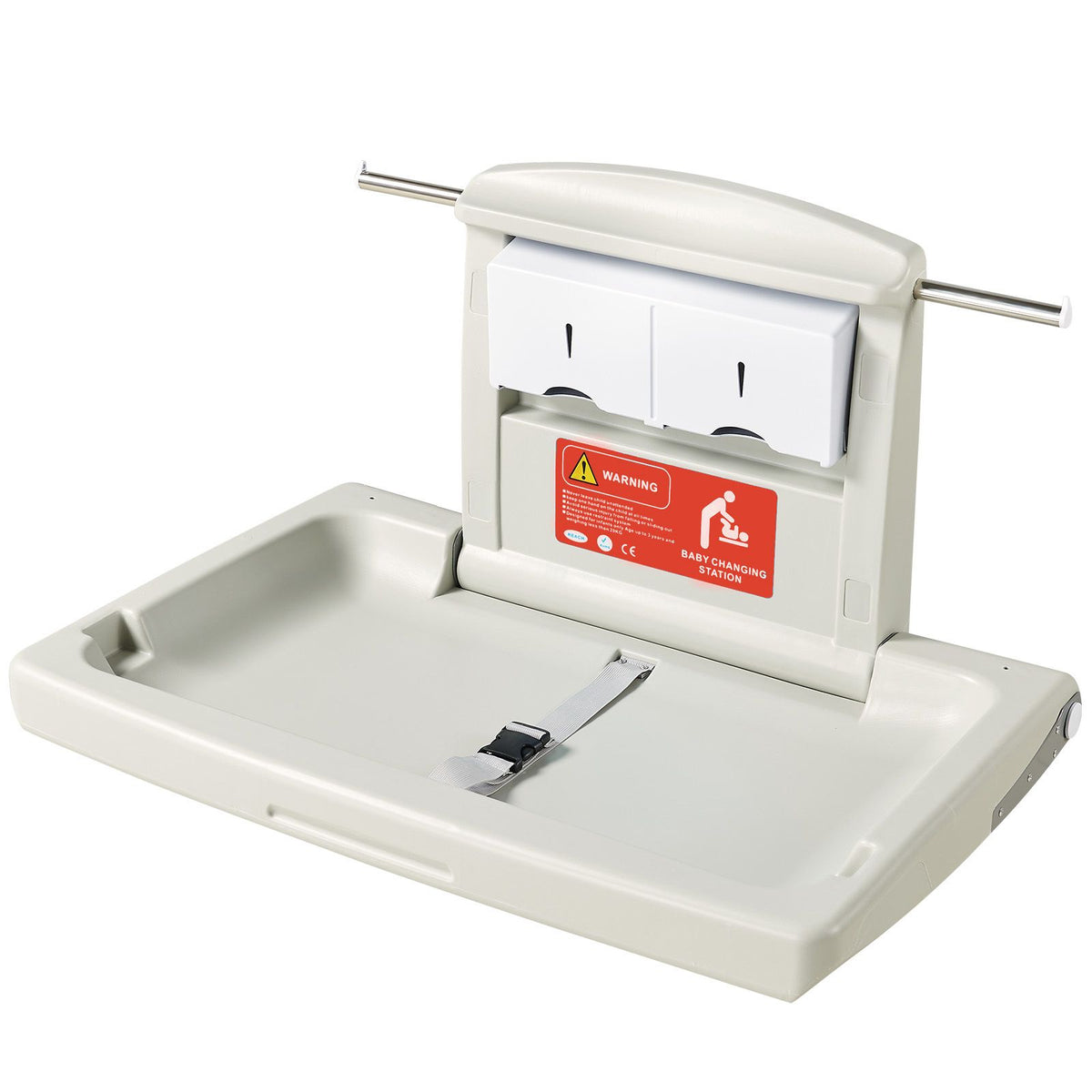 Wall Mounted Baby Changing Station Foldable Diaper Table Safety Strap HDPE