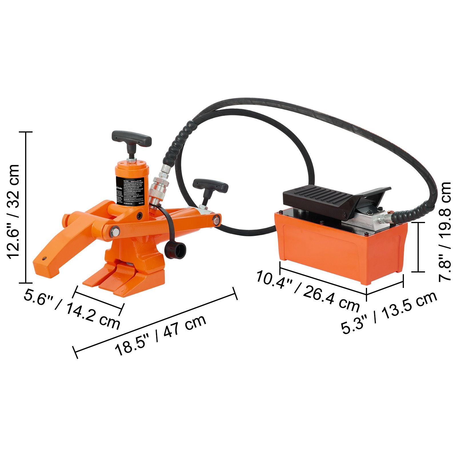 Hydraulic Bead Breaker, 1000 PSI Tire Bead Breaker with Metal Foot Pump, Heavy-duty Steel Bead Breaker Tool for Tractors, Trucks, Buses, Lawn Mowers, ATVs