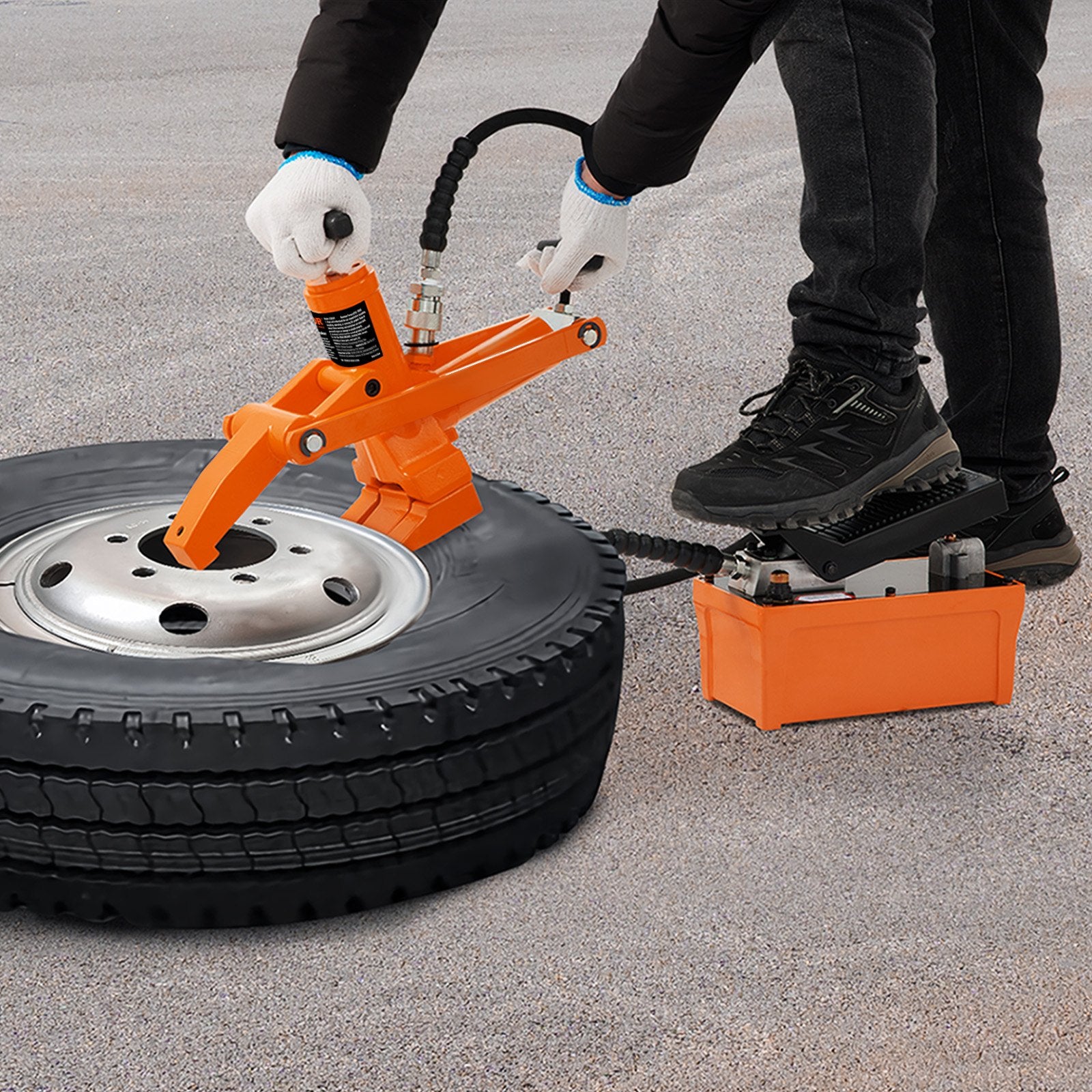 Hydraulic Bead Breaker, 1000 PSI Tire Bead Breaker with Metal Foot Pump, Heavy-duty Steel Bead Breaker Tool for Tractors, Trucks, Buses, Lawn Mowers, ATVs