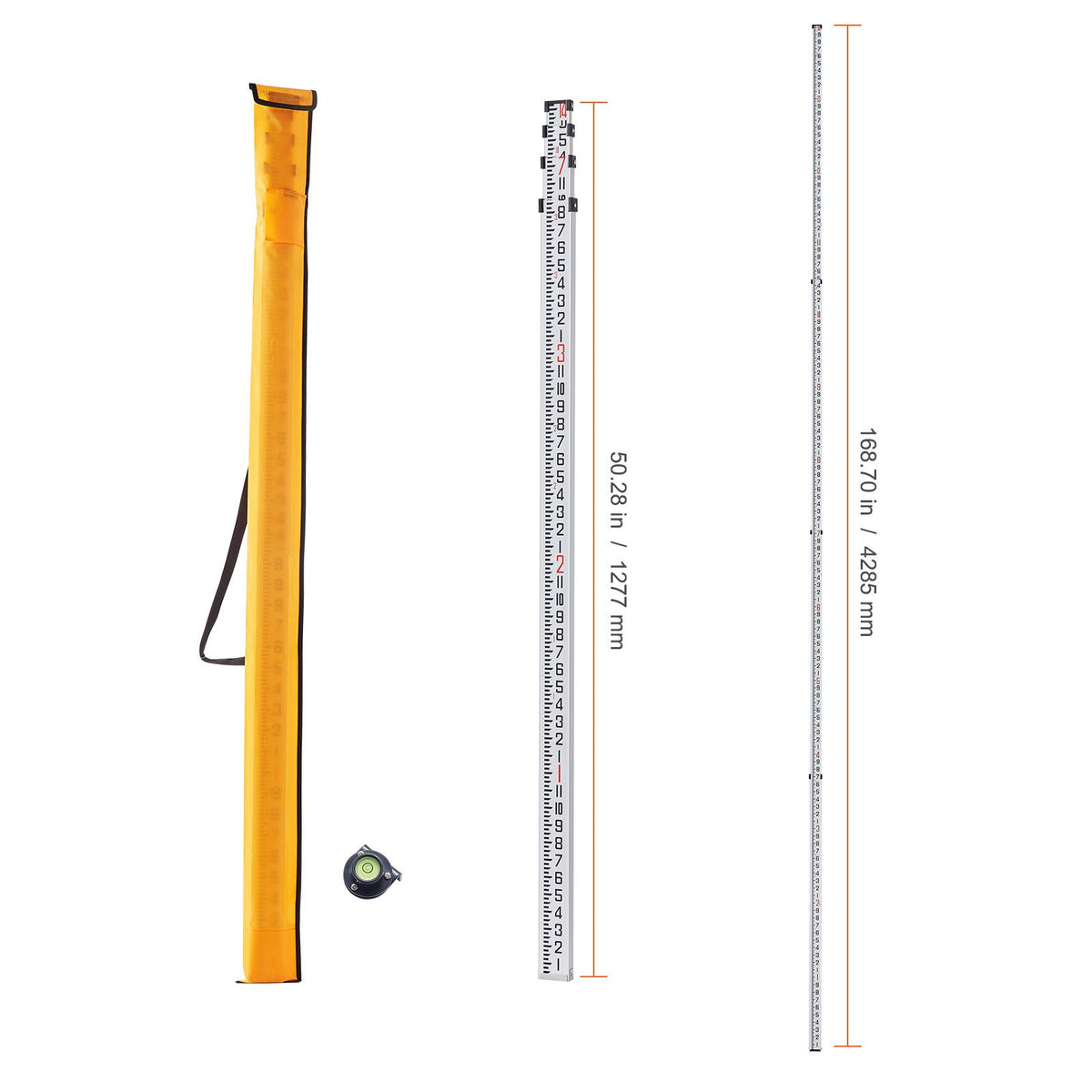 14ft Aluminum Grade Rod Telescopic Leveling Rod with Bubble Level Bag