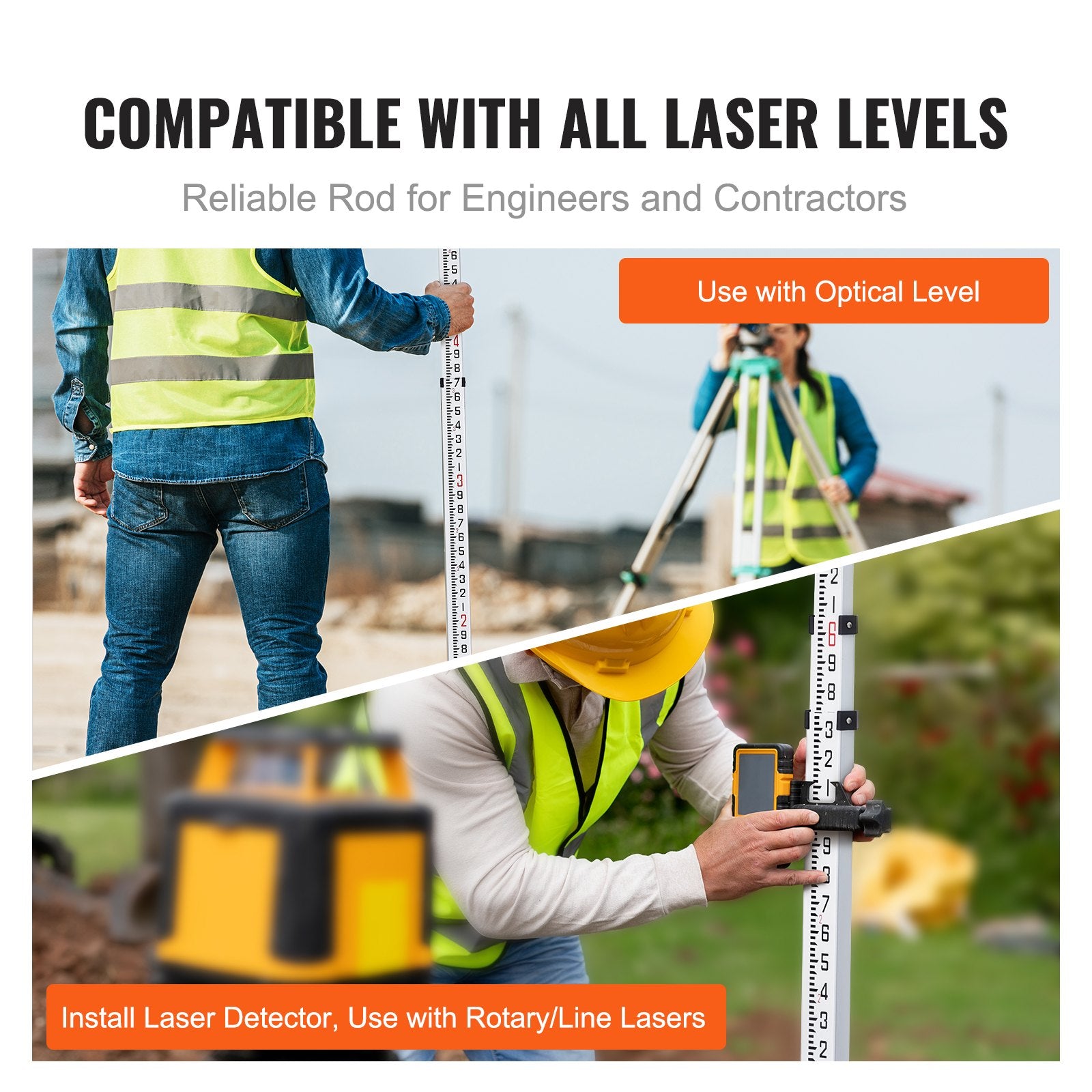 Measuring Rod 16-Feet/8ths 4 Sections Telescopic Grade Rod 1/8in w/ Bag