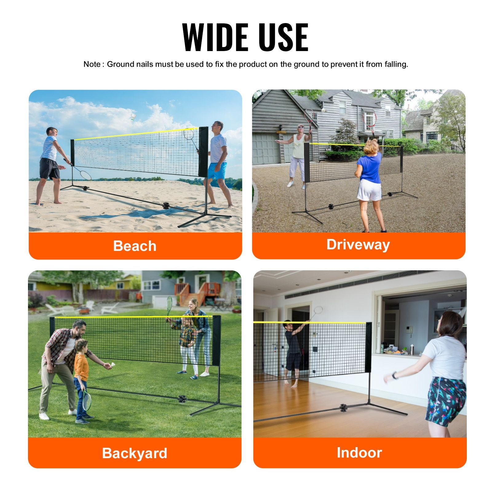 Badminton Net, Height Adjustable Volleyball Net, 10ft Wide Foldable Pickleball Net, Portable Easy Setup Tennis Net Set with Poles, Stand and Carry Bag, for Kids Backyard Game Indoor Outdoor Use