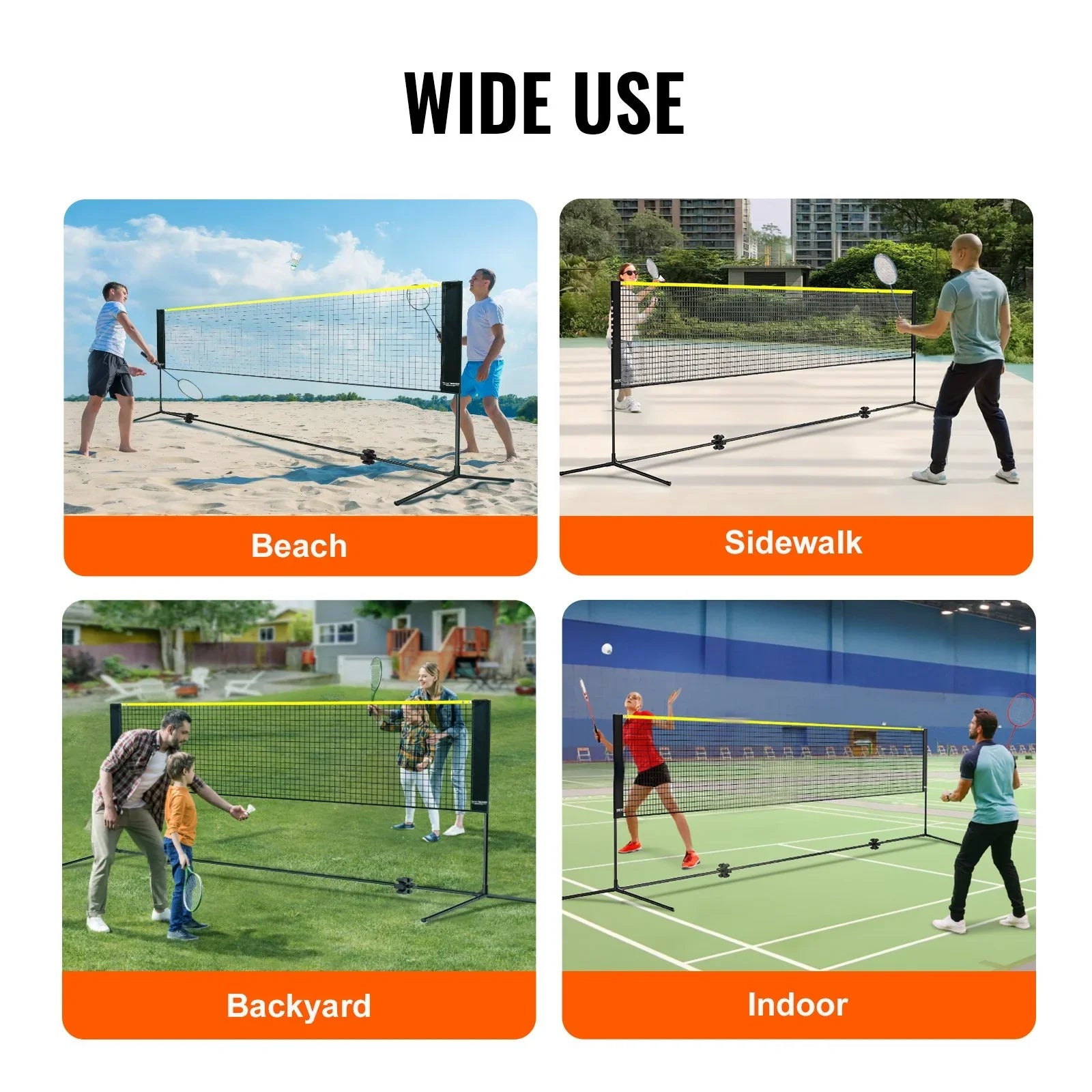 Badminton Net, Height Adjustable Volleyball Net, 10ft Wide Foldable Pickleball Net, Portable Easy Setup Tennis Net Set with Poles, Stand and Carry Bag, for Kids Backyard Game Indoor Outdoor Use