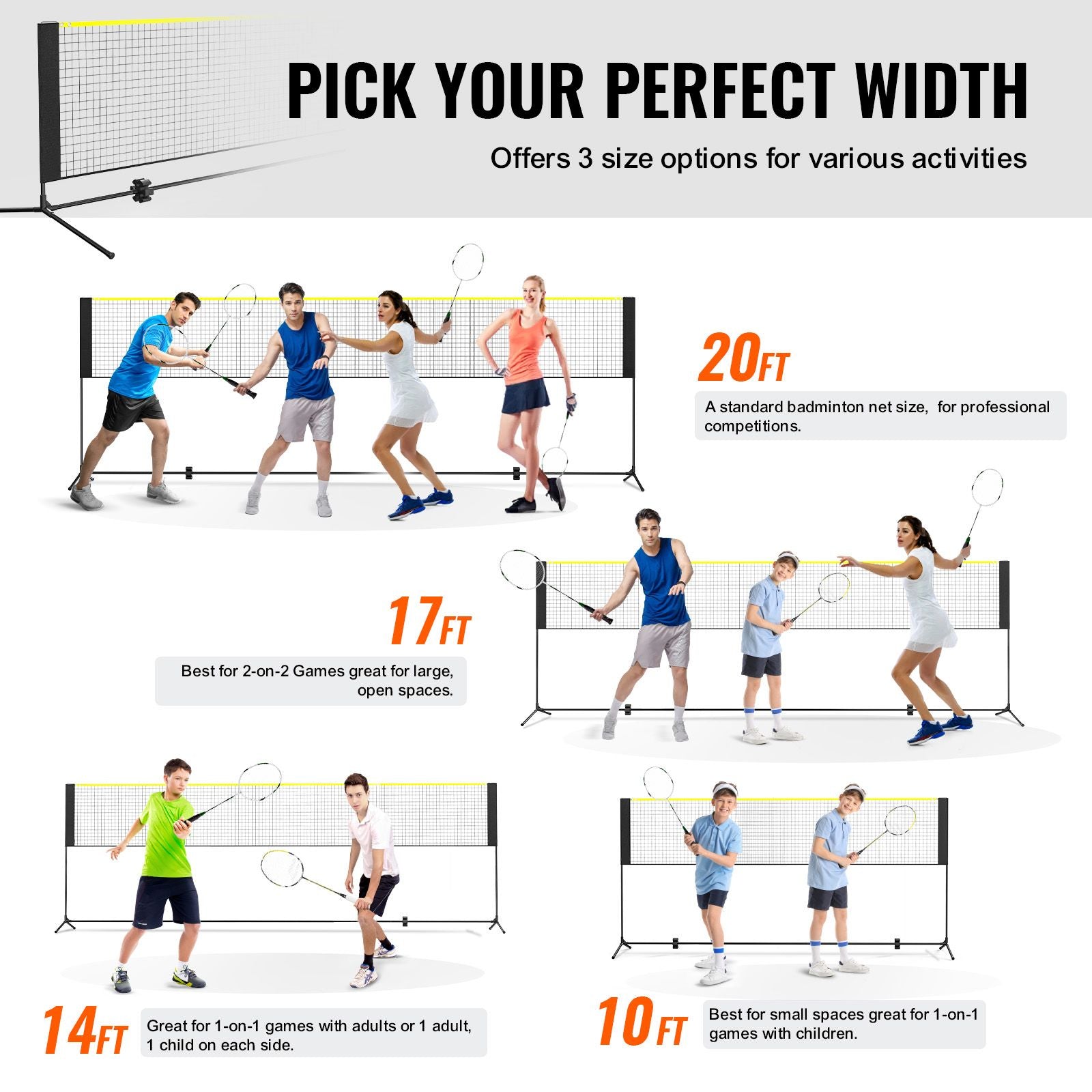 20ft Badminton Net Set Portable Outdoor Volleyball Pickleball Tennis Net