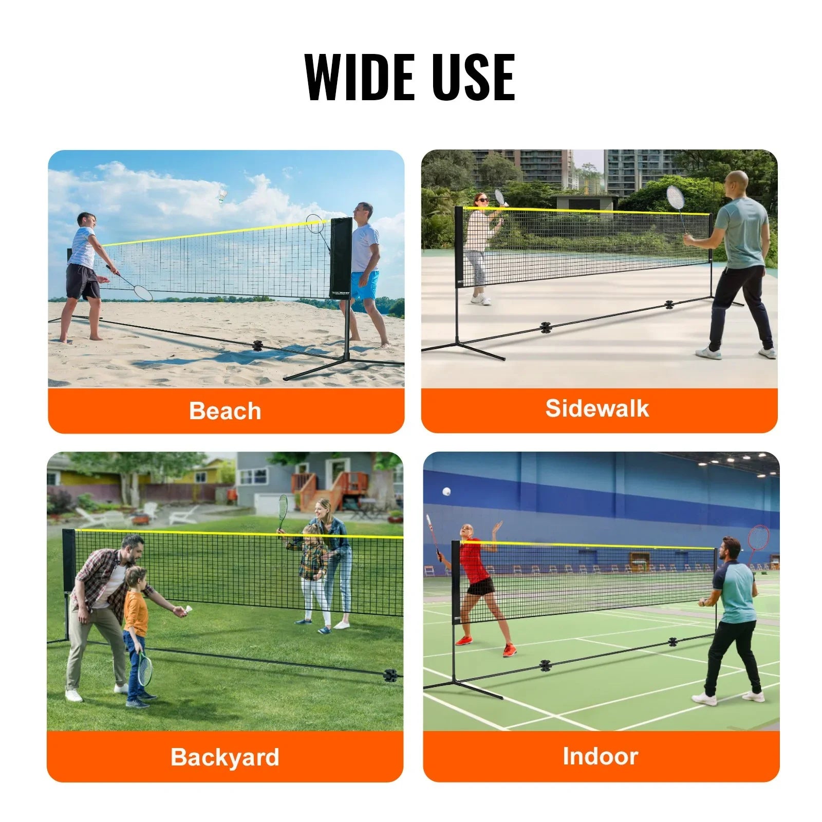 20ft Badminton Net Set Outdoor Portable Volleyball Pickleball Tennis Net