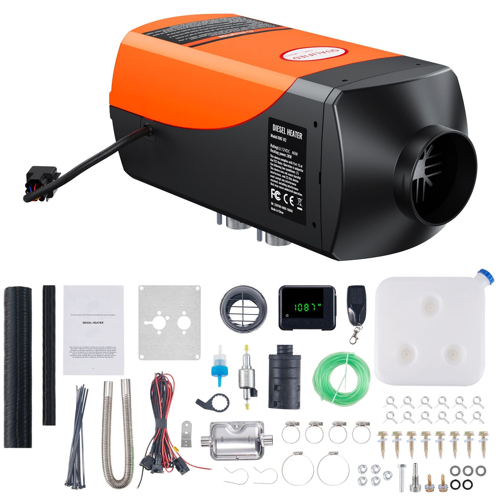 Diesel Air Heater, 12V 2KW Diesel Heater with Remote Control and LCD Display, 10L Fuel Tank Diesel Parking Heater, Rapid Heating for RV Trailer Camper Van Boat And Indoors