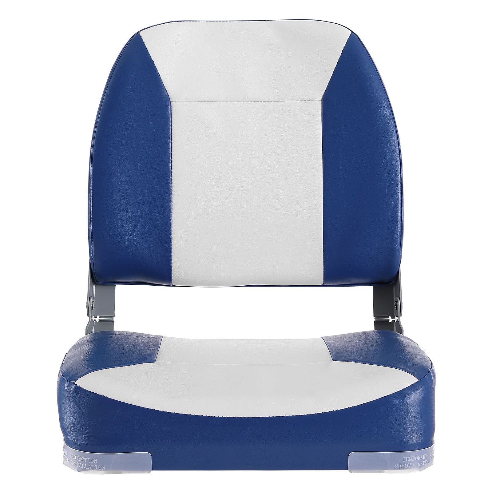 Boat Seat, 480 mm Low Back Boat Seat, Folding Boat Chair with Thickened Sponge Padding and Hinge, Fold-Down Boat Captain Chair for Fishing Boat, Sightseeing Boat, Speedboat, Canoe, 1-Piece