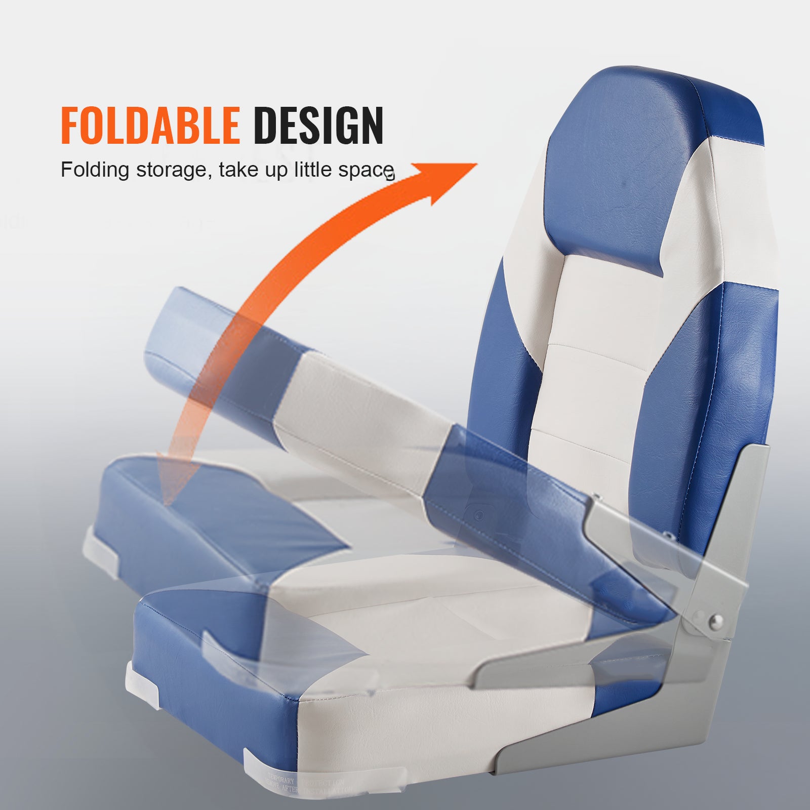 Boat Seats, 555 mm High Back Boat Seat, Folding Boat Chair with Thickened Sponge Padding and Hinge, Fold-Down Boat Captain Chairs for Fishing Boat, Sightseeing Boat, Speedboat, Canoe, 2-Pack