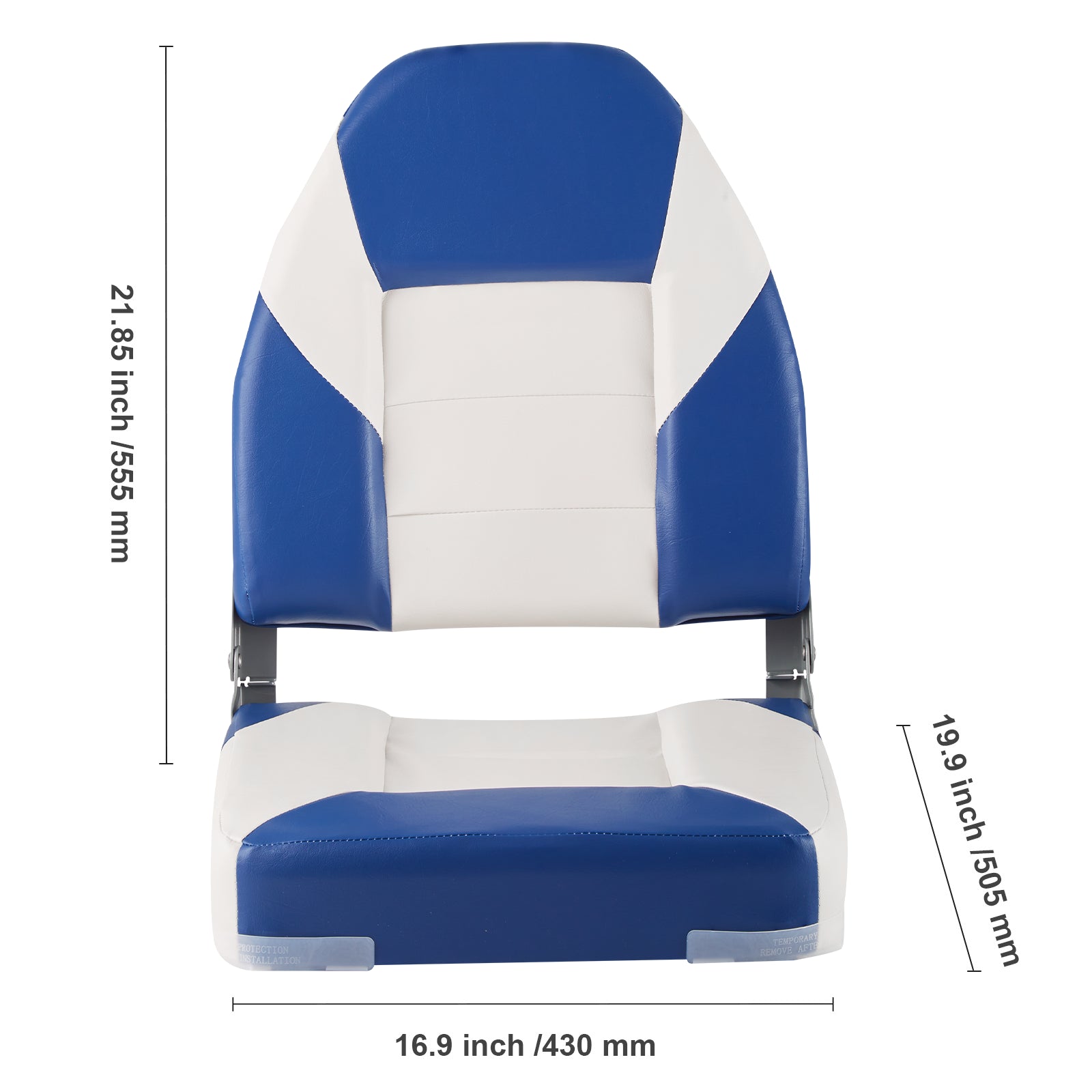 Boat Seats, 555 mm High Back Boat Seat, Folding Boat Chair with Thickened Sponge Padding and Hinge, Fold-Down Boat Captain Chairs for Fishing Boat, Sightseeing Boat, Speedboat, Canoe, 2-Pack