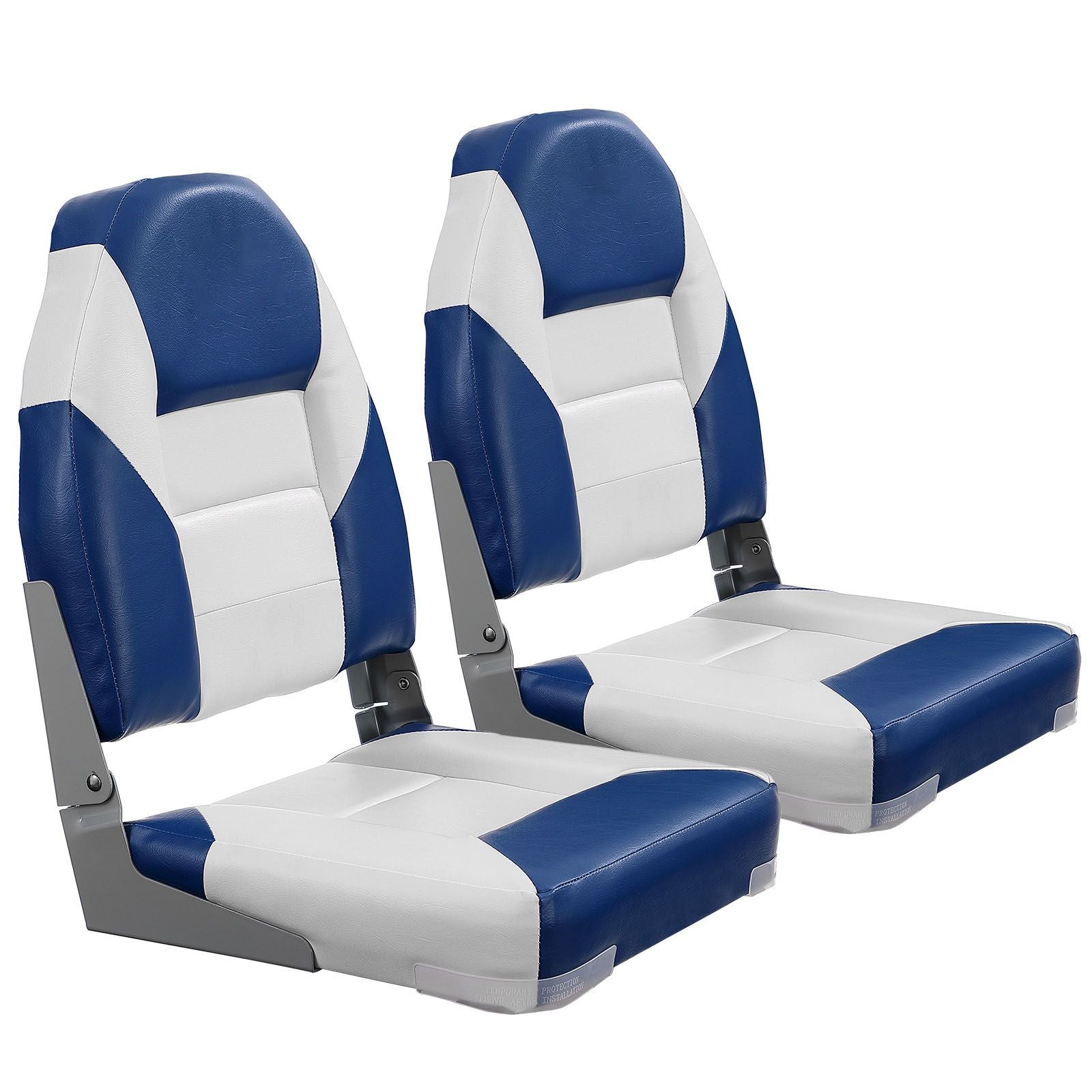 Boat Seats, 555 mm High Back Boat Seat, Folding Boat Chair with Thickened Sponge Padding and Hinge, Fold-Down Boat Captain Chairs for Fishing Boat, Sightseeing Boat, Speedboat, Canoe, 2-Pack