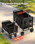 Double Decker Wagon Collapsible, 400L Heavy Duty Folding Wagon Cart, Extended Long Garden Cart with All-Terrain Wheels, Support Up to 450lbs, Outdoor Utility Wagon for Camping, Sports, Shopping